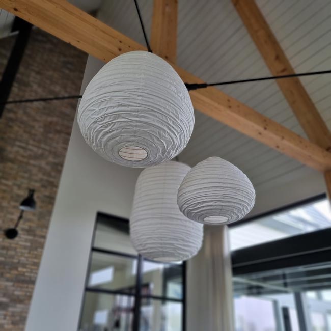 Handgemaakte set van katoenen lampion hanglampen LALITA uit Bali