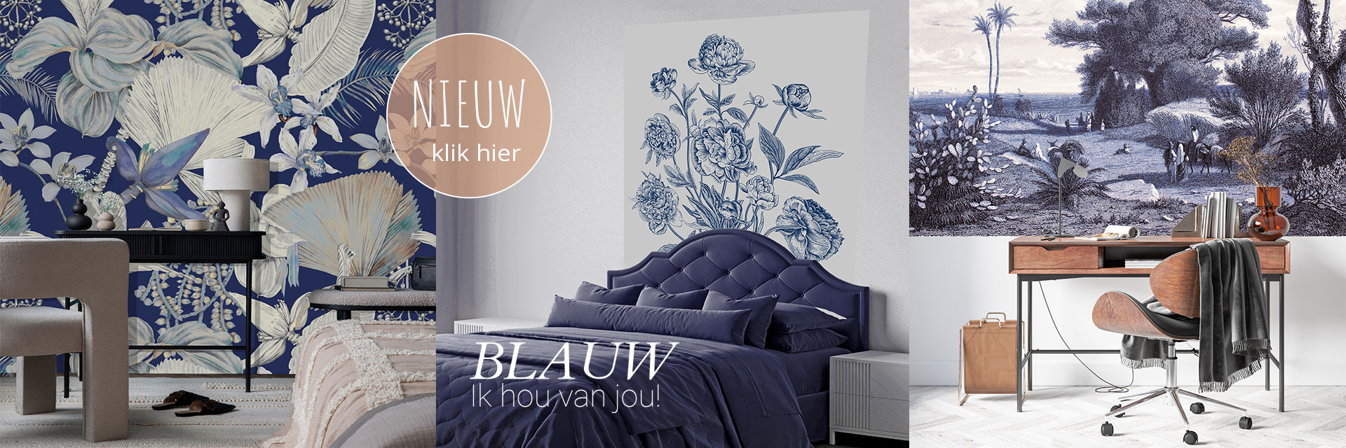 Delfts blauw behang